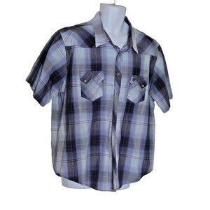 Wrangler Plaid American Cowboy Pearl Snap short sleeve Shirt MV12729 Size XXL